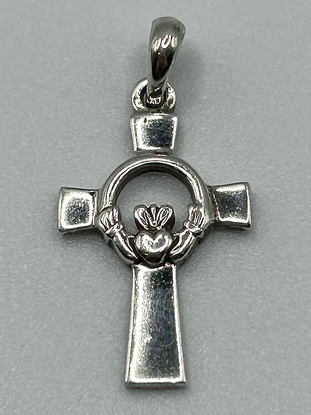 925 Sterling Silver Claddagh Celtic Cross Pendant - Religious Irish Jewelry